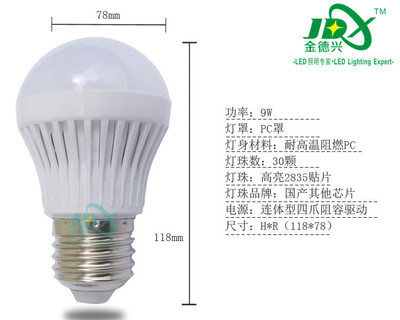 深圳市金德興照明 12W超亮E27螺口LED球泡燈，節能批發熱銷之選